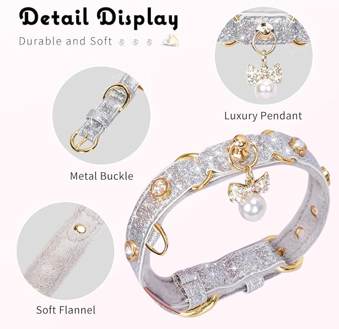 PetsHome Cat Collar, Dog Collar, PU Leather Adjustable Pet Collar - Image 4