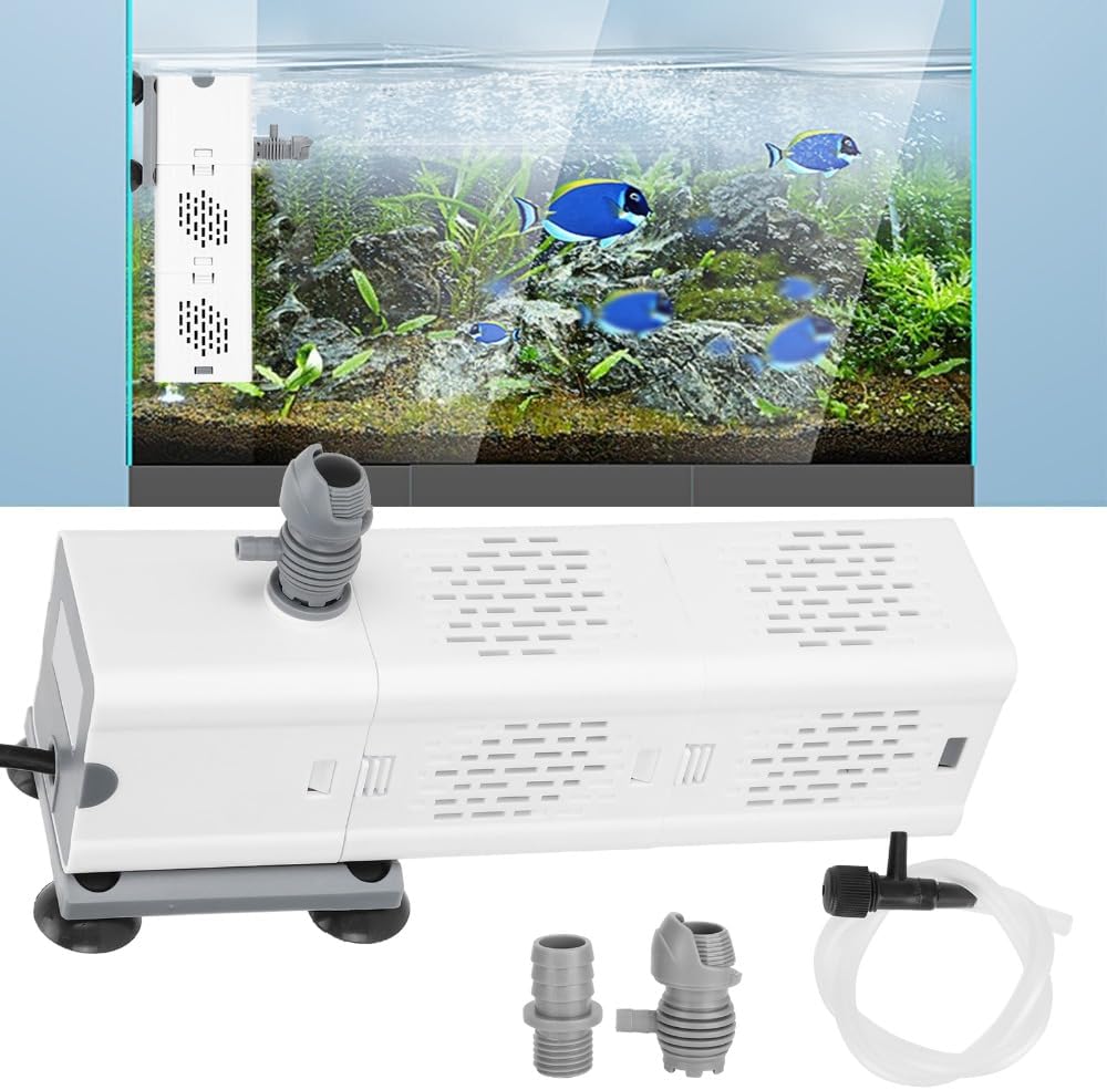 ZYN61 Submersible Aquarium Filter 6W 500L/H – 4-in-1 Water Pump with Multi-Layer Filtration for Fish Tank Cleaning and Oxygenation(US)