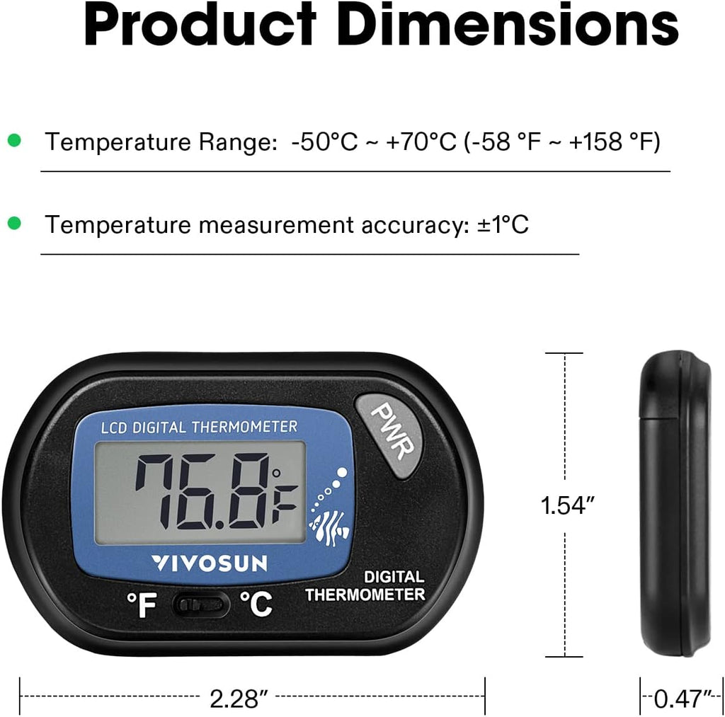 VIVOSUN 4-Pack LCD Digital Aquarium Thermometer