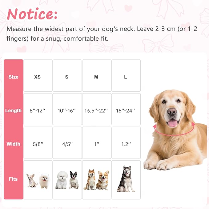 Pink Bow Dog Collar, Adjustable Cotton Dog Collar - Image 2
