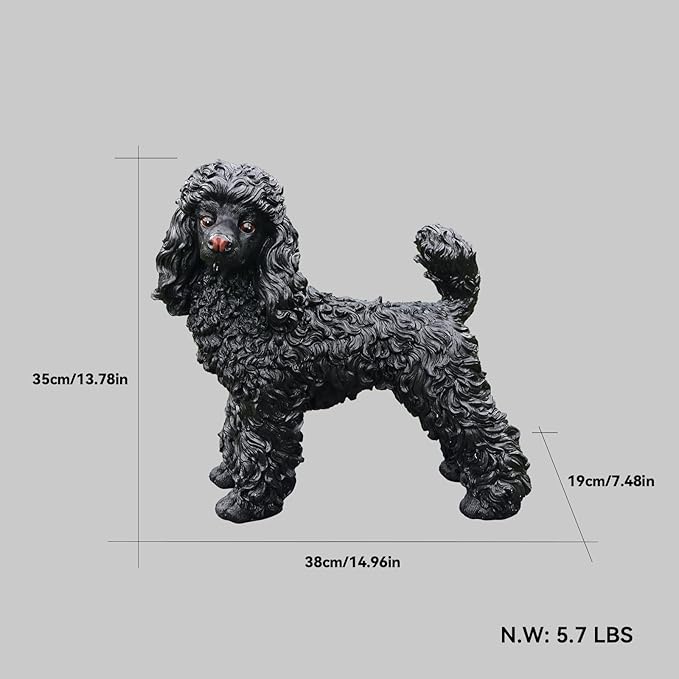 Poodle Statue Outdoor Decorations – Outdoor Dog Statue Standing Black Poodle - Image 2