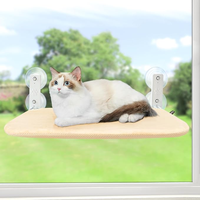 Sunhoo Cat Window Hammock Perch Cordless Perches Window Sill Seat Bed Foldable by Sunhoo