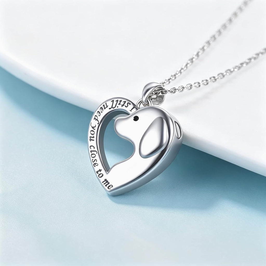 YLT Pet Cremation Urn Heart-shaped Necklace for Ashes for Dog