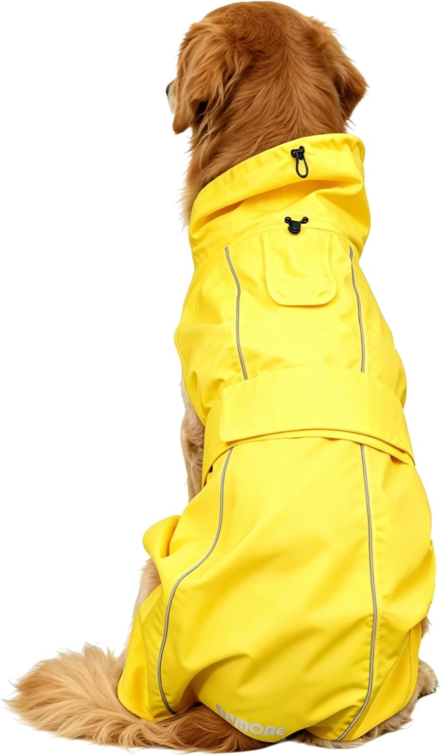 Waterproof Dog Raincoat, Adjustable Lightweight Dog Rain Jacket with Reflective Strip Leash Hole for Small Medium Large Dogs (Yellow, Medium(13-22lb))
