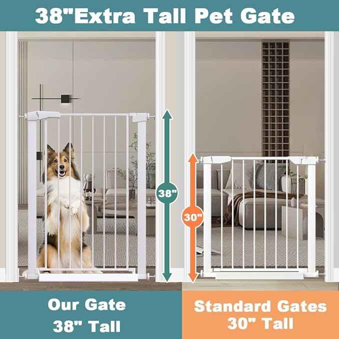 Fairy Baby 38" Extra Tall Baby Gate, 48.9"-54.3" Extra Wide Large Pet Gate - Image 3