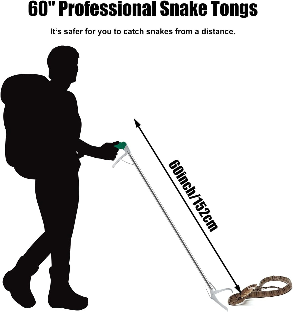 60“ Professional Snake Tongs - Extra Long Snake Catcher Tongs Grabber