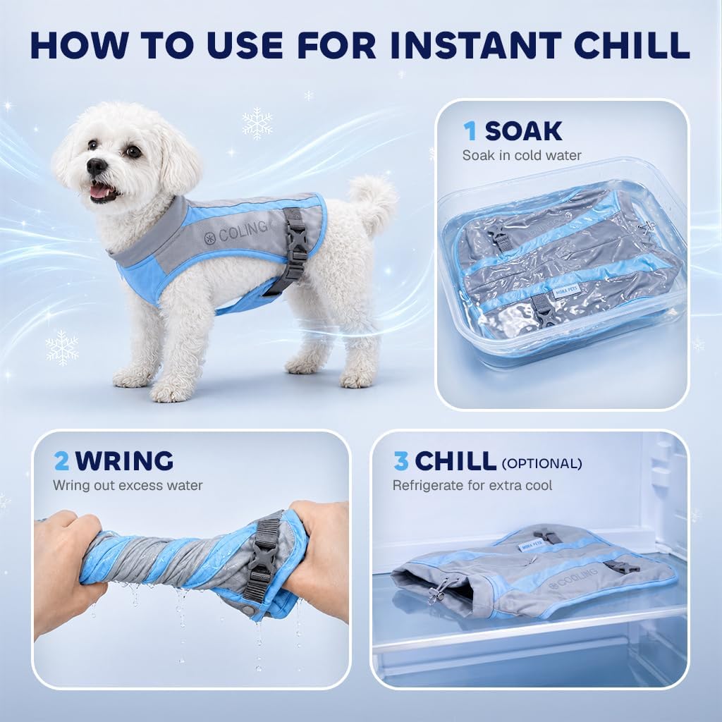 Mora Pets Dog Cooling Vest Lightweight UV Protective Light Gray Blue S