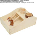HEEPDD Hamster Sand Bath Box, Wooden Multi Functional Sand Bathroom Hideout with Climbing Ladder and Feeder Bowl for Cage Use Natural Color 1 Set