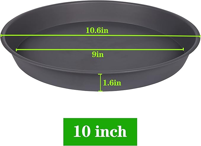 6 Pack of 10 inch Plant Saucer Gray, Heavy Duty Plastic Plant Saucer 10 inch - Image 2