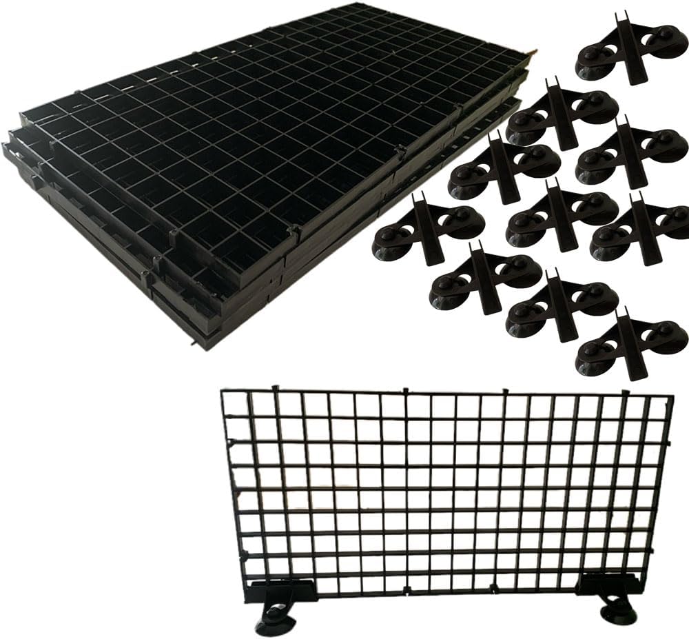 5 Pcs Aquarium Divider Tank Divider Panel Adjustable Plastic Bottom of Fish Tank Isolation for Shrimp Guppy Separation Easy to Cut Install with 10 Pcs Sucker (White)