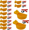 Auto-Fill Quail Water Cups 12Sets DIY Clips-on Cage for Bird Rabbit(Yellow)