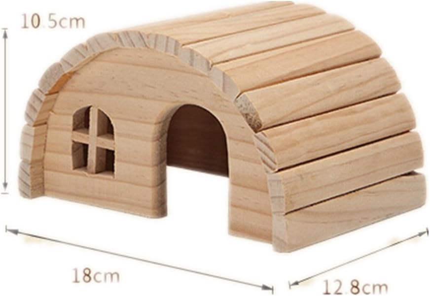 Natural Chewable Hamster Hideout Wooden Hut Lovely Fairy House for Dwarf Hamsters, Small,(7 x 5 x 4 inch)