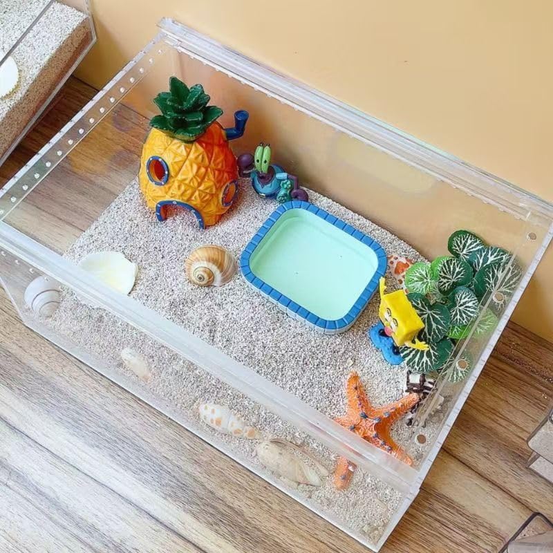 Hermit Crab Bath Pool, Small Animal Water Bowl Resin Food Dish, Mini Pet Bathtub Feeding Bowl for Hamster Hedgehog Sugar Glider Parrot Reptile Habitat Decor, 9.6 x 8.2 x 2.5 cm