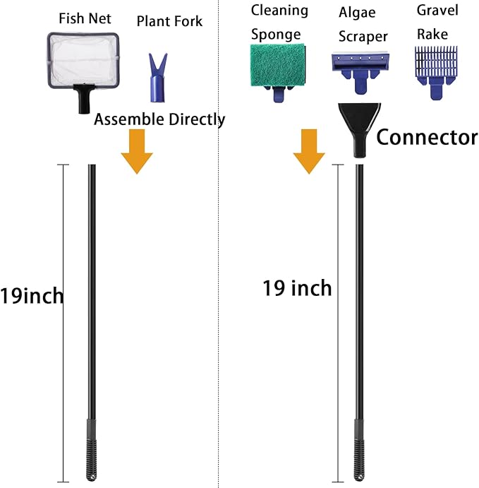 TOPZEA Aquarium Cleaning Tool Kit, 5 in 1 Fish Tank Cleaner Tools Set Including - Image 2