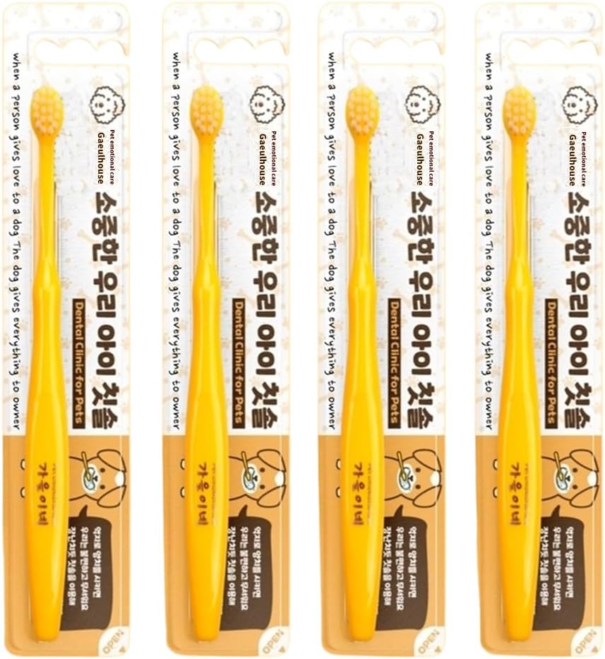 Tiny Small and Medium Dog Toothbrush Made in Korea Brush Bristles That are Soft and Do Not Irritate Your Dog’s Gums Small Toothbrush Grip and Excellent Tartar Removal (4pcs)