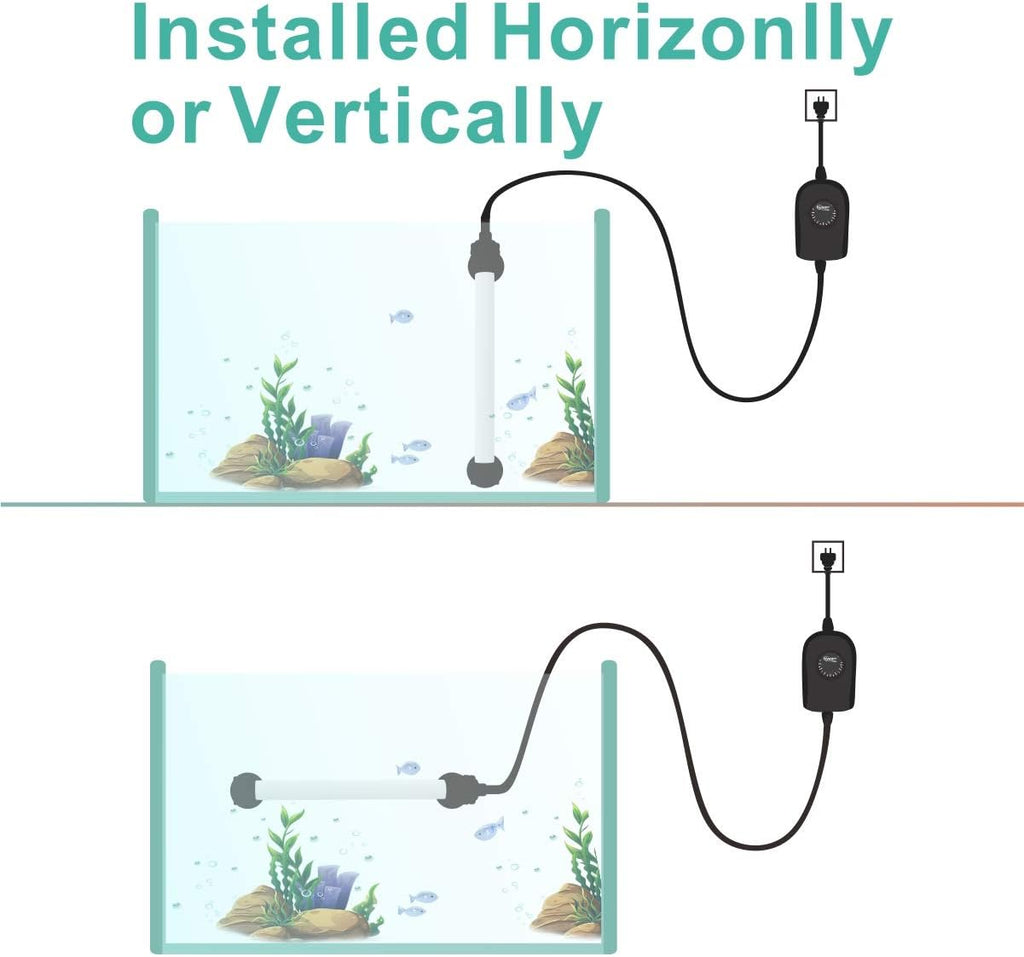 hygger 100W Mini Inline Quartz Glass Aquarium Heater with External Controller, Adjustable Submersible Betta Fish Tank Thermostat for 10-30 Gallon