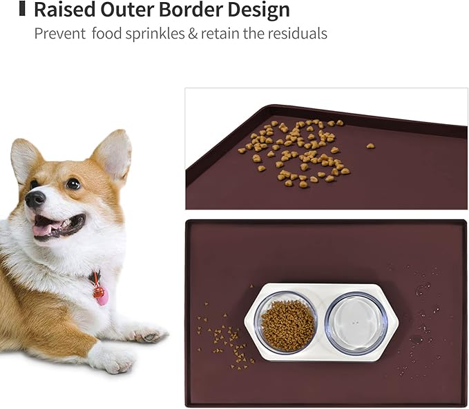 Dog Food Mat, Silicone Waterproof Food Tray, Non Slip Pet Bowl Mats Placemat - Image 3