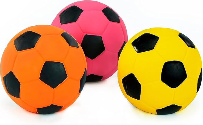 CHIWAVA 3PCS 2.7'' Squeak Latex Dog Toy Football Chew Fetch Throw Ball - Image 4