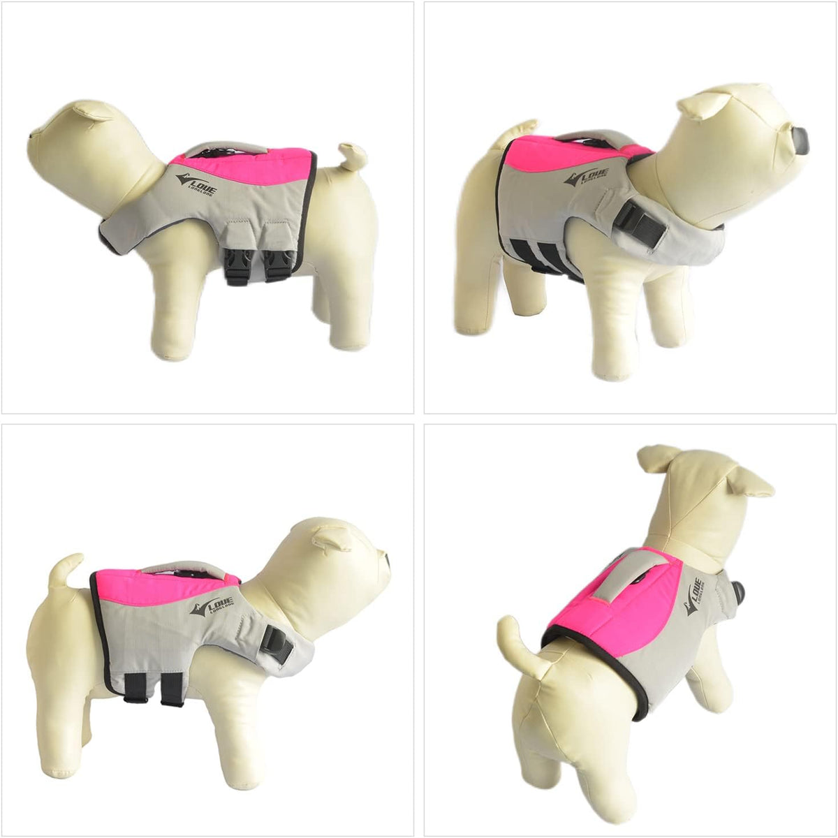 Dog Life Jacket, Sport Style Dog Float Coat with Excellent Buoyancy, Stylish Dog Swimming Safety Vest with Rescue Handle for Small Medium Large Dogs Rosered L