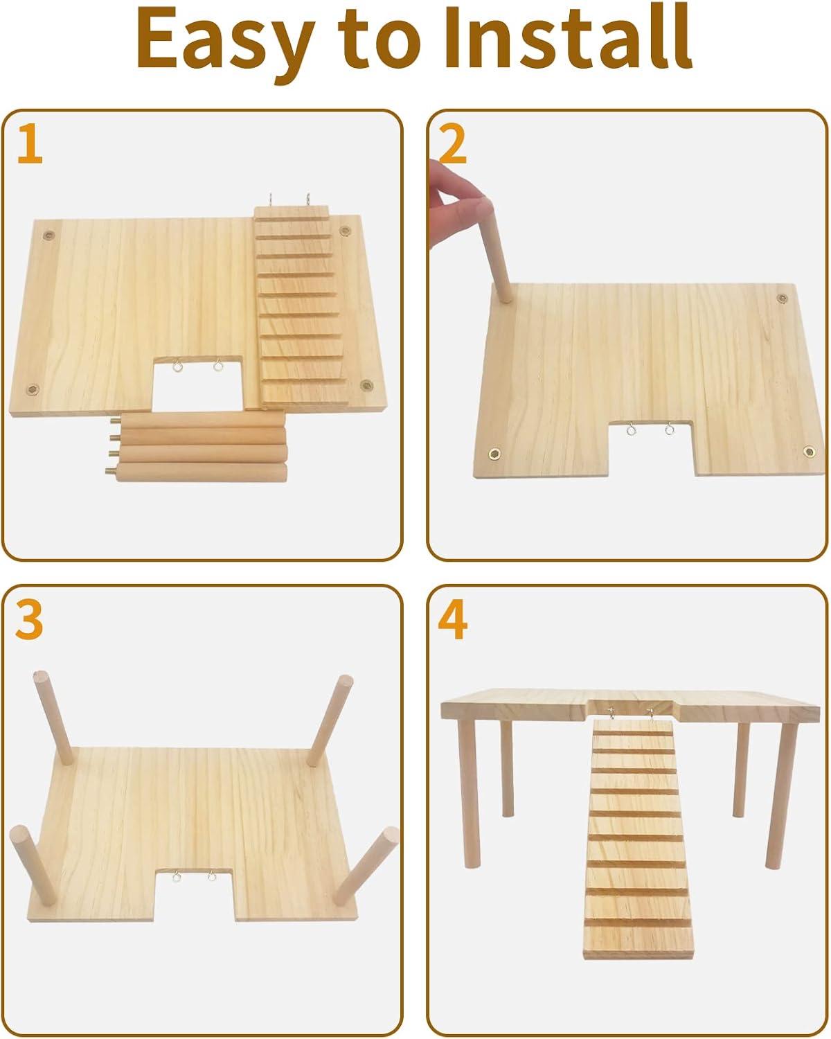 BNOSDM Hamster Platform with Ladder Large Wooden Gerbil Climb Table