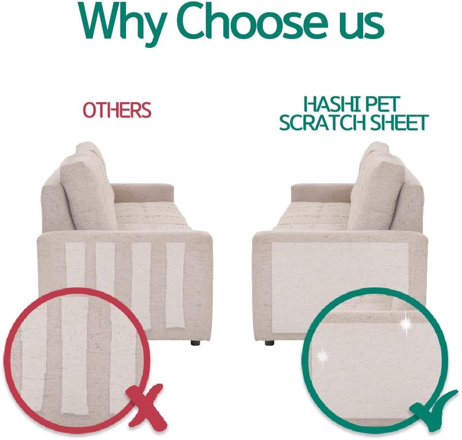 HA SHI Cat Scratch Furniture Protector, Clear, 10 Sheets + 60 Pins