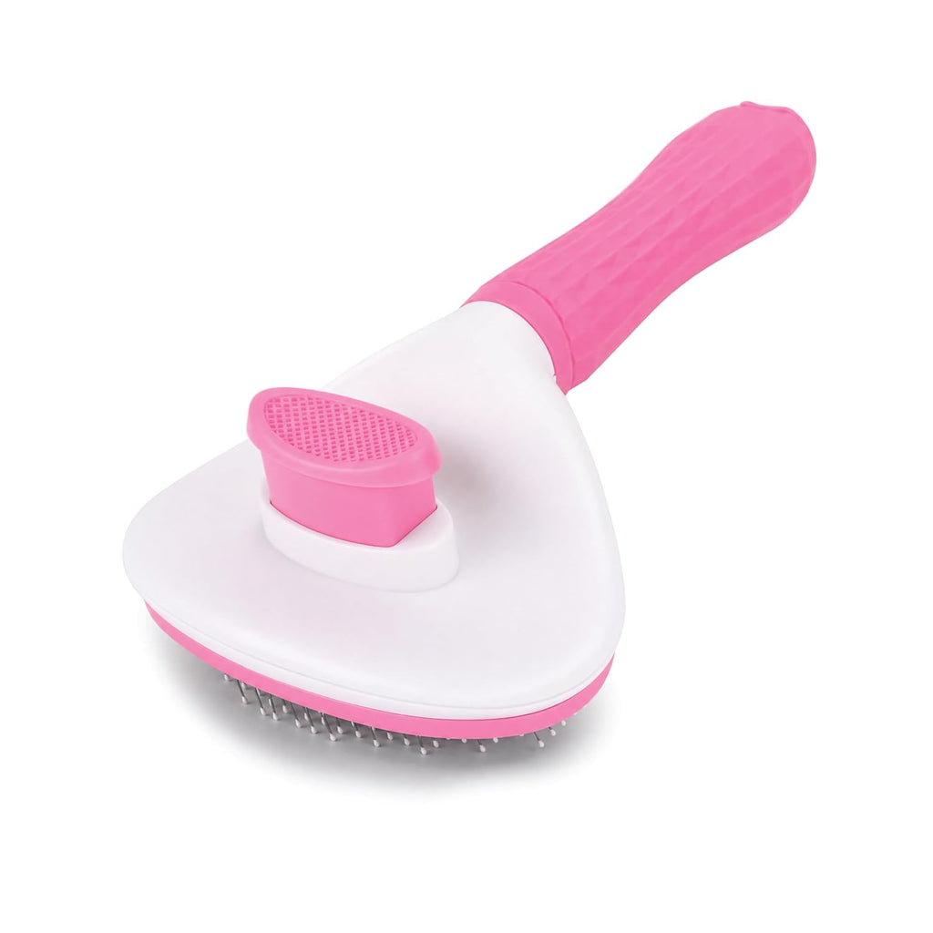 Self Cleaning Slicker Brush for Dogs & Cats | Skin-Friendly Deshedding Grooming Tool for Dogs & Cats | Pet Grooming & Shedding Brush for Removing Loose Fur, Detangling & Coat Care (Grey)