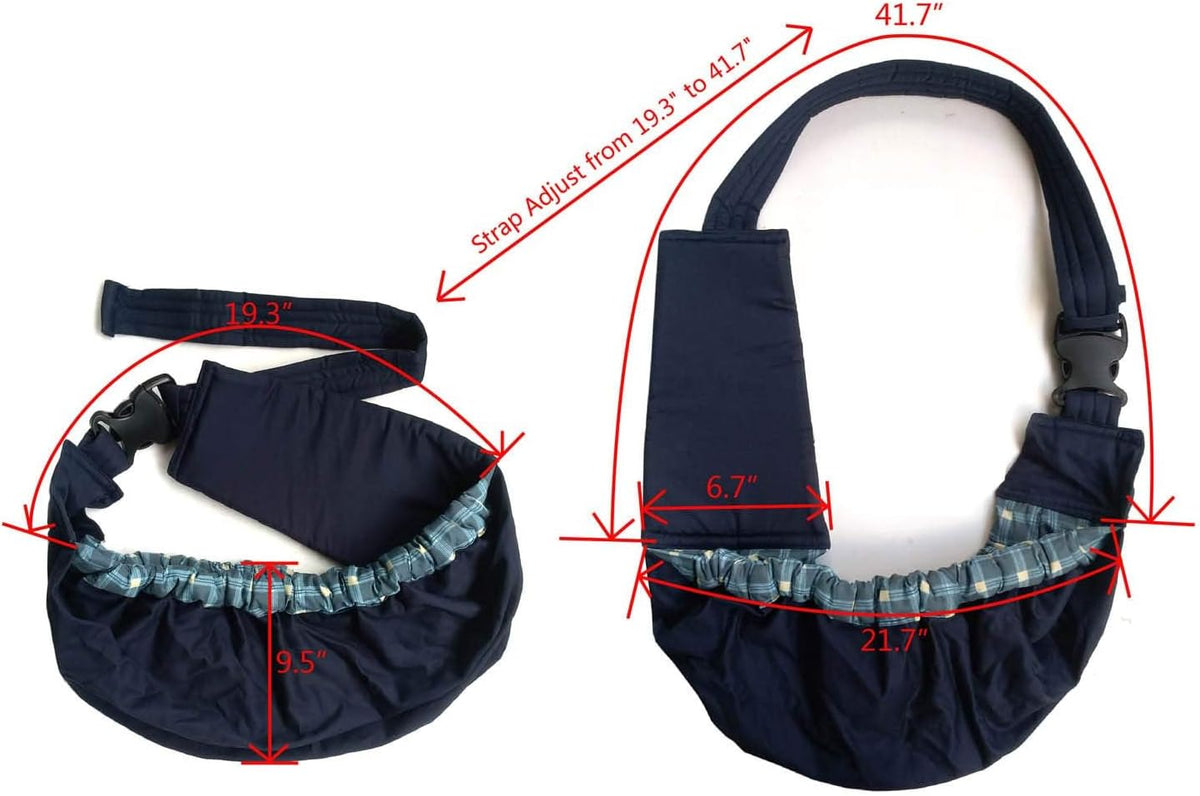 Pet Sling Carrier, OrgMemory Cat Front Carrier Chest, Small Dog Sling Outdoor Cat Papoose Most Suitable: 3-8 lbs (Blue Plaid)