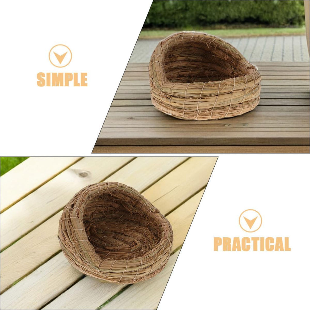 BESTonZON Woven Straw Chicken Coop Nest Handmade Bird Nest for Laying Eggs Bedding for Home Farming