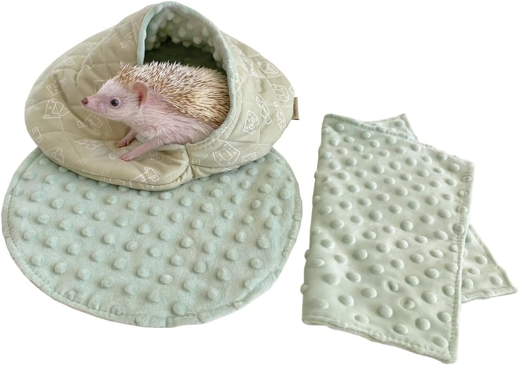 Cuddle Sack Sleeping Bag Pouch Hideout Cave for Hedgehog, Sugar Glider, Hamster, Rat, Other Small Animal Beds with Flannel Blanket