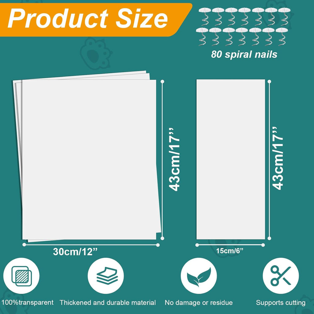 20Pack Cat Scratch Furniture Protector with 80 Twist Pins, Cat Couch Protector