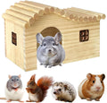 Guinea Pig Wood Hideout Hut with Window Small Animal Wooden House for Chinchilla Squirrel Hedgehog Fancy Rat Hamster (Large)