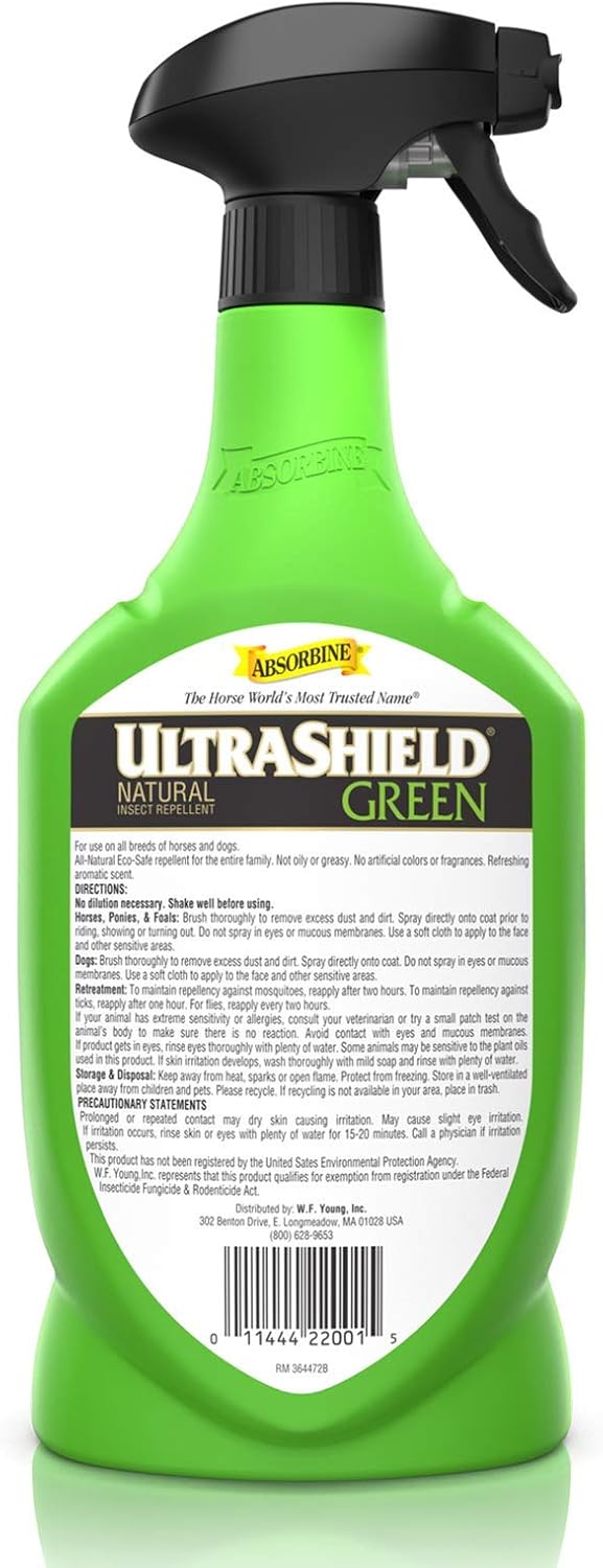 Absorbine UltraShield Green Natural Insect Repellent, 32 oz Sprayer