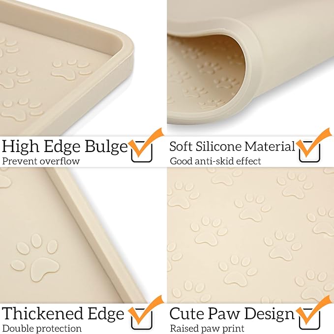 Ptlom Pet Placemat for Dog and Cat, Waterproof Non-Slip Silicone Feeding Bowl - Image 4
