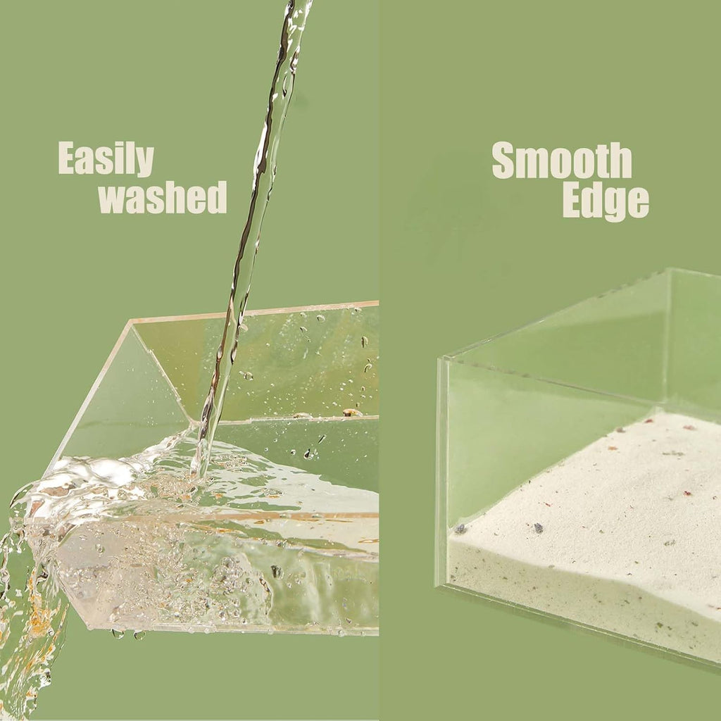 Transparent Pentagon Hamster Sand Bath Box for Hamster Cage Accessories, Digging Sand Container with Climbing Ladder, Large Sandbox for Hamsters Dust Bath and Play Sand，Large