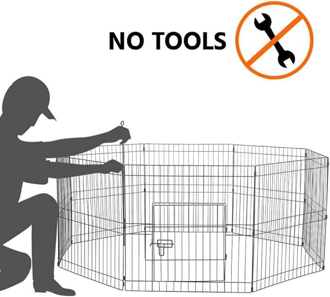 Yaheetech 24 inch 24 Panel Black Heavy Duty Foldable Metal Dog Exercise Pen - Image 8