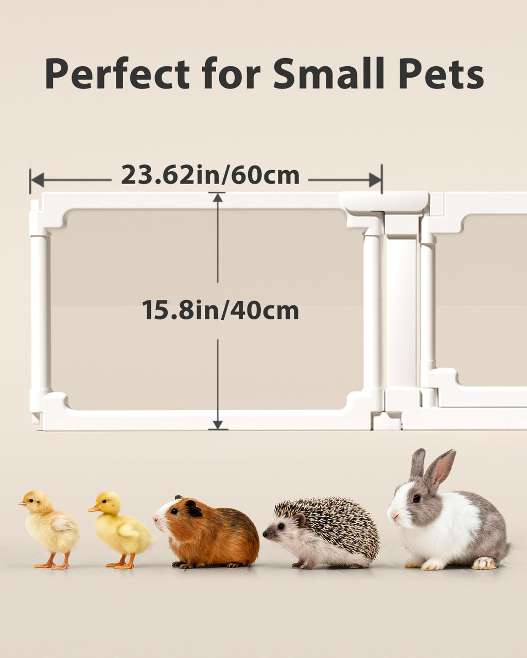 BUCATSTATE Acrylic Guinea Pig Cages 15.8" H, 7.8 sq ft Large Guinea Pig Playpen, Tool-Free Rabbit Cage Indoor