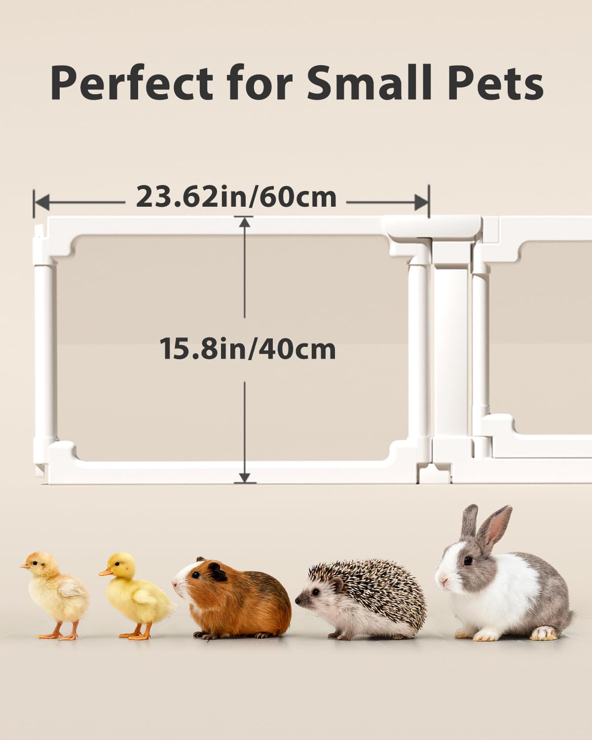 BUCATSTATE Acrylic Guinea Pig Cages 15.8" H, 7.8 sq ft Large Guinea Pig Playpen, Tool-Free Rabbit Cage Indoor