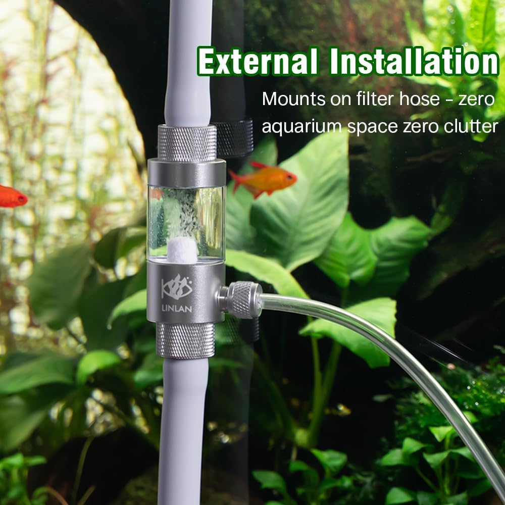 LINLAN Aquarium Inline CO2 Diffuser, Low/Medium Flow, Fits 5/8" ID Hose