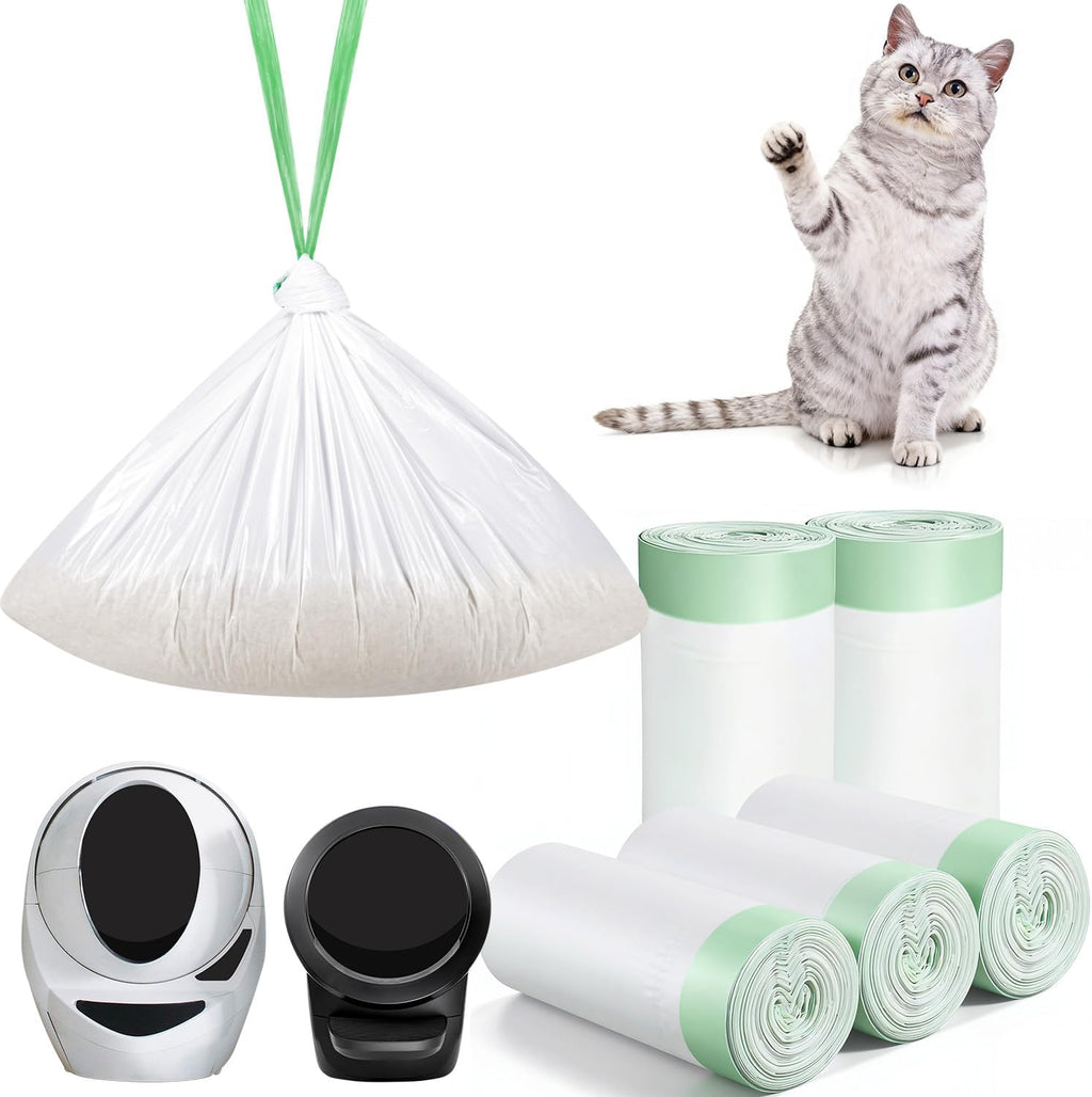 200 Count Waste Drawer Liners Bags Compatible with PetPivot AutoScooper 11/12 Litter Box Robot 4/5/3, Self-cleaning Cat Litter Box Liners refill with Drawstring