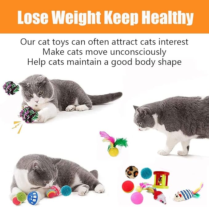 21 Pcs Cat Toys for Indoor Cats Collapsible Cat Tunnel Interactive Feather - Image 6