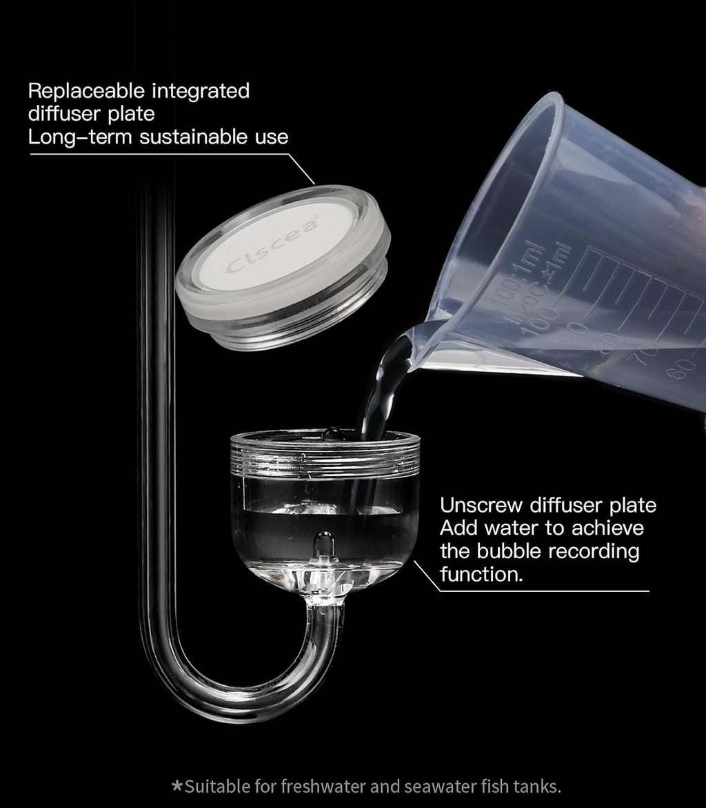 Acrylic CO2 Diffuser with Integrated Bubble Counter for Aquarium Plants (S)