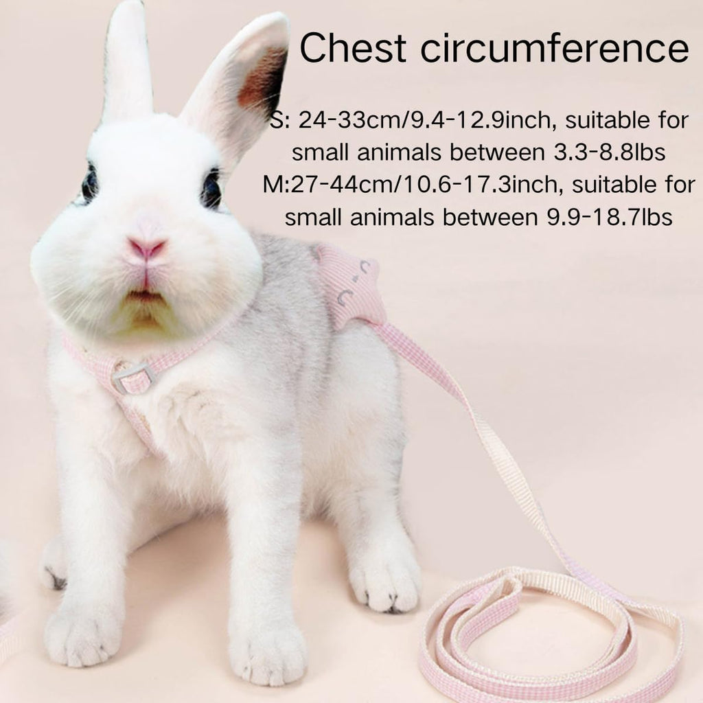 Rabbit Harness Leash Small Pet Adjustable Escape Proof Vest (Pink,Small)