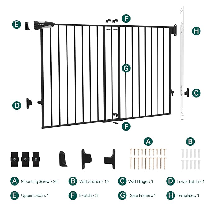 Babelio 31.5-55" No Bottom Bar Baby Gate Extra Wide, 2-in-1 Auto Close Dog Gate - Image 6