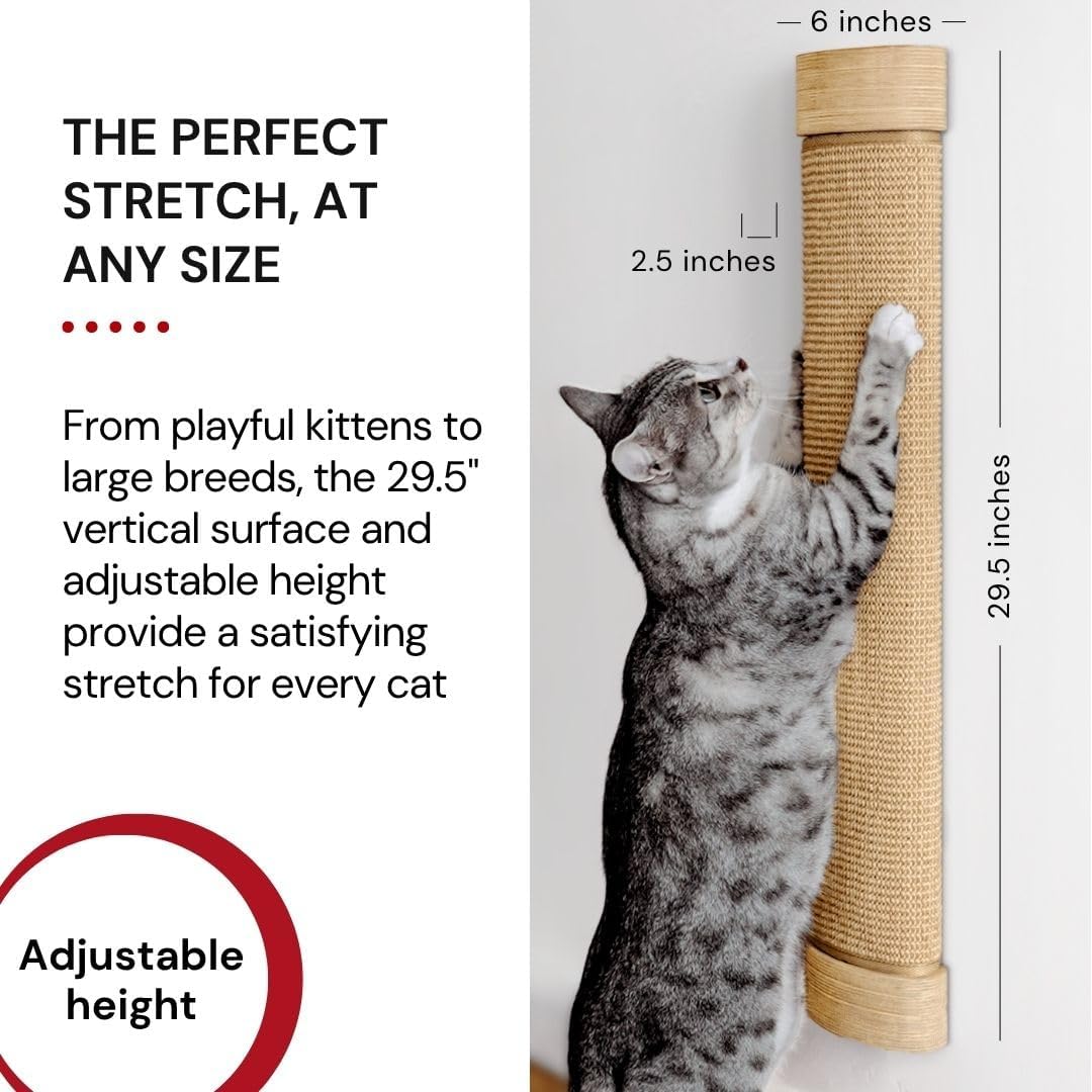 7 Ruby Road Wall Mounted Cat Scratcher, Replaceable Sisal Scratching Post