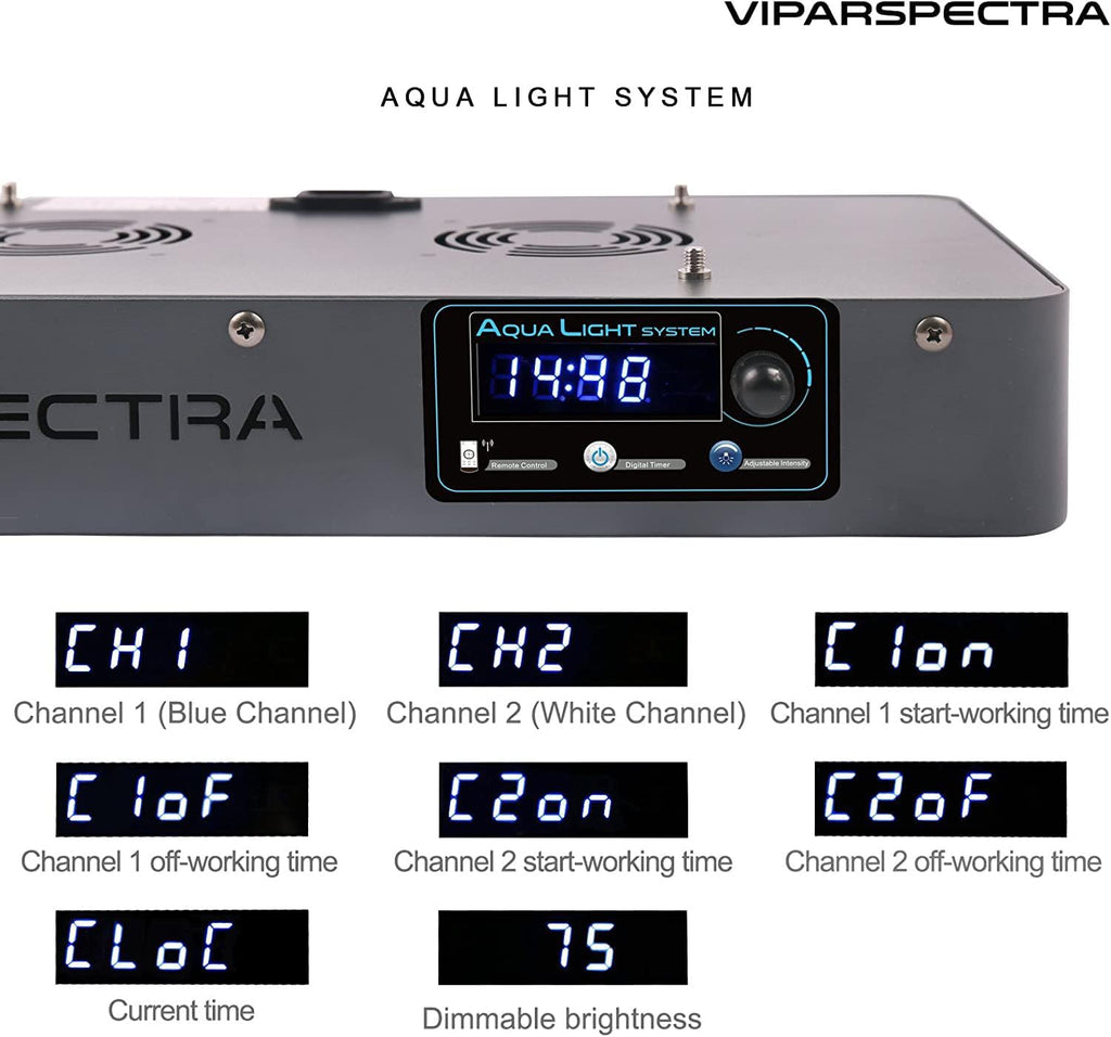 VIPARSPECTRA 165W LED Aquarium Light Dimmable Full Spectrum LED Reef Lights