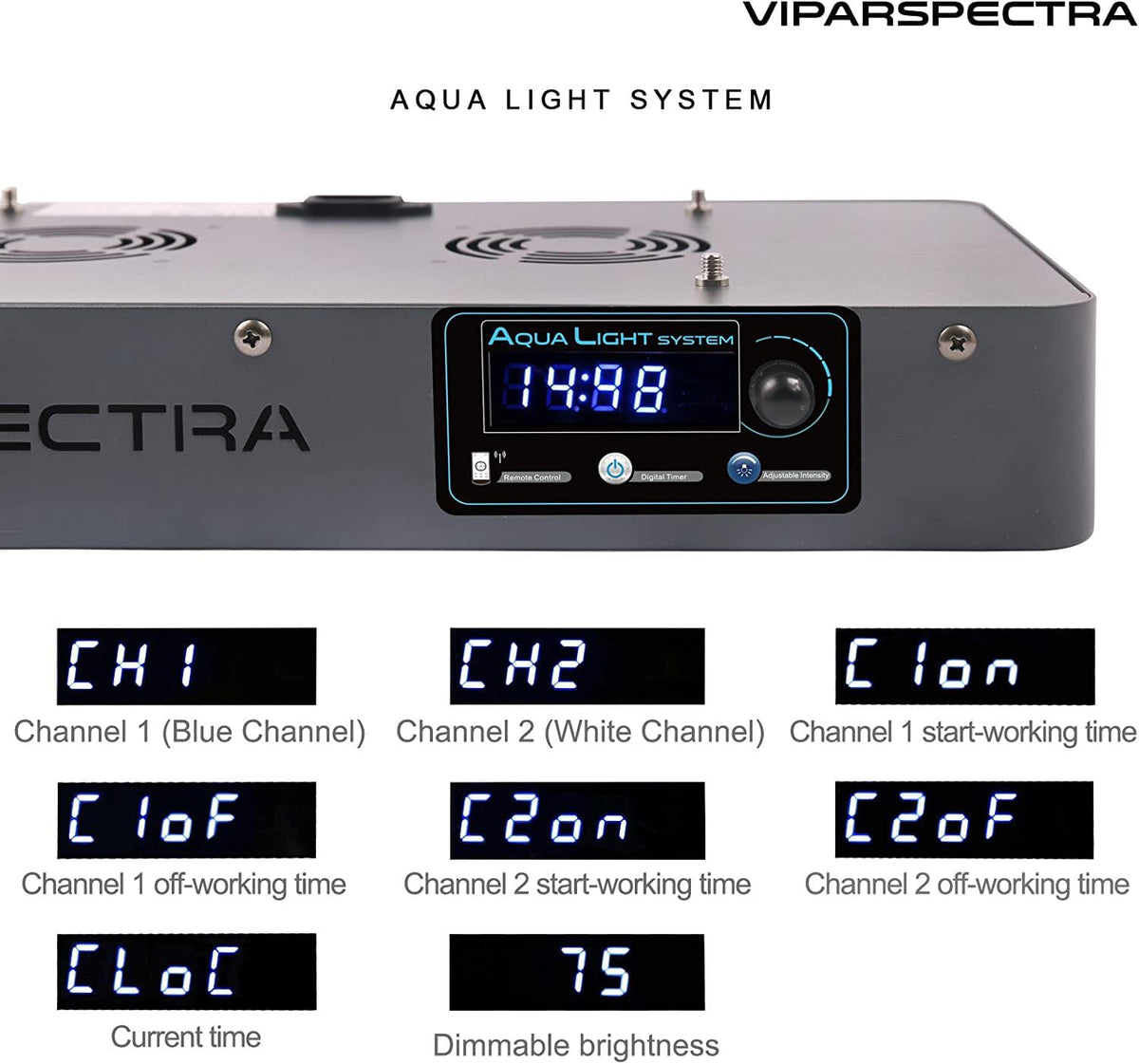 VIPARSPECTRA 165W LED Aquarium Light Dimmable Full Spectrum LED Reef Lights