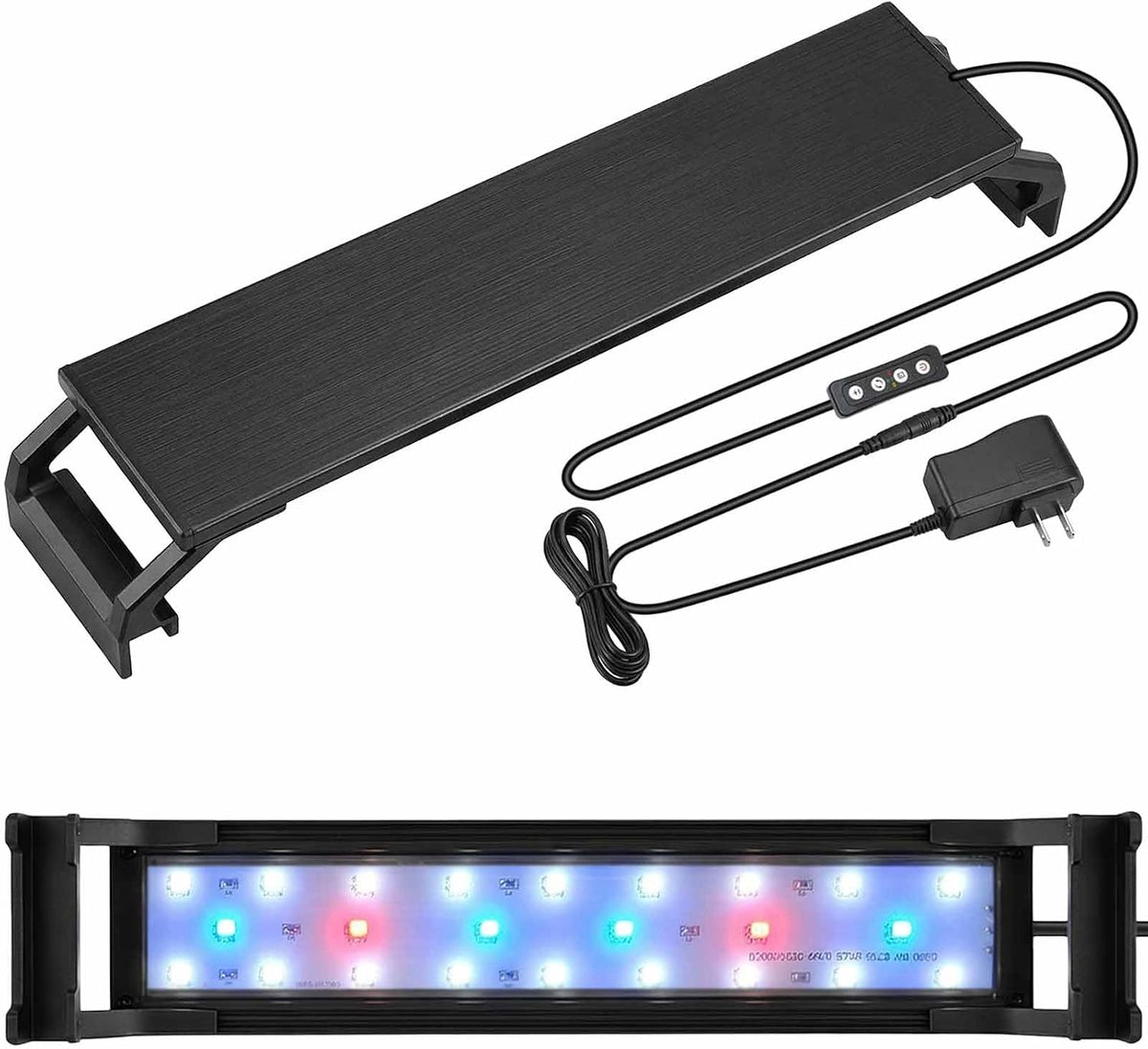 10W Full Spectrum Aquarium Light with Aluminum Alloy Shell Extendable Brackets, White Blue Red LEDs, Adjustable Brightness, Timer Controller, for Freshwater Fish Tank,Plant Light (11.8 inches)