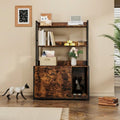 GarveeLife Cat Litter Box Enclosure with Storage Shelves | Hidden Cat Furniture Cabinet 52'' Large Hidden Cats Furniture for Most Litter Box, Wood Enclosed Dog Proof Cat Kitty Cabinet with Scra Brown