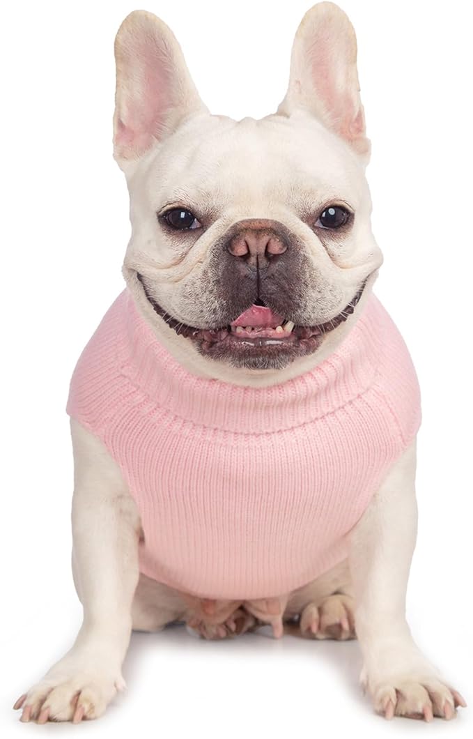Cat Sweater, Acrylic Turtleneck Sleeveless, Light Pink - Image 7