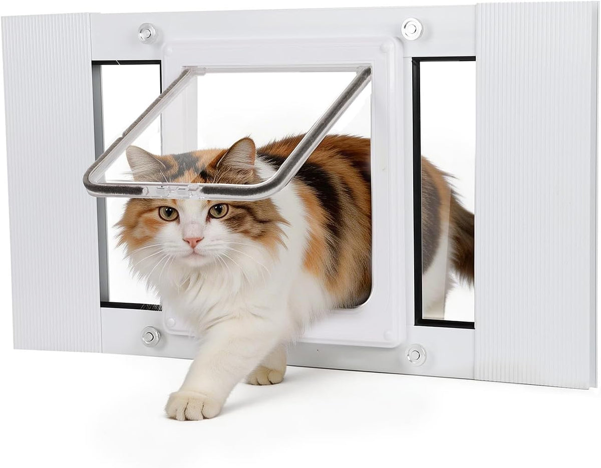 Full-Size Cat Door for Window Weatherproof Fits 24"-28" Width Windows